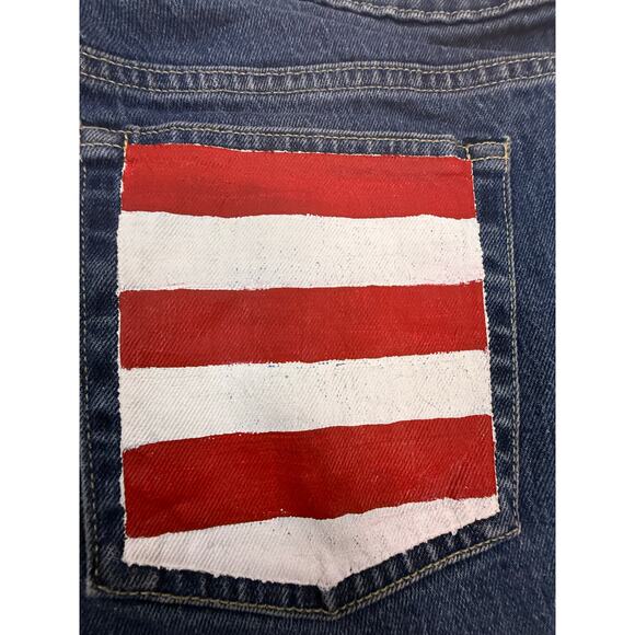 Free Assembly size 12 shorts denim USA stars strips on pockets distressed hem - Picture 6 of 15
